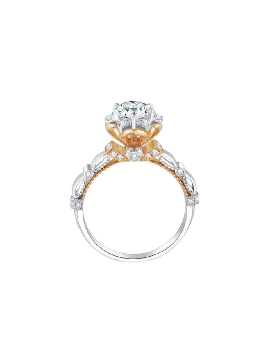 Tofarvet Stjerneformet Moissanitring | S925 Luksus
