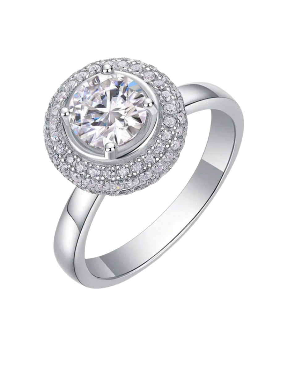 Rund Moissanitring | Elegant 18 Karat Guld
