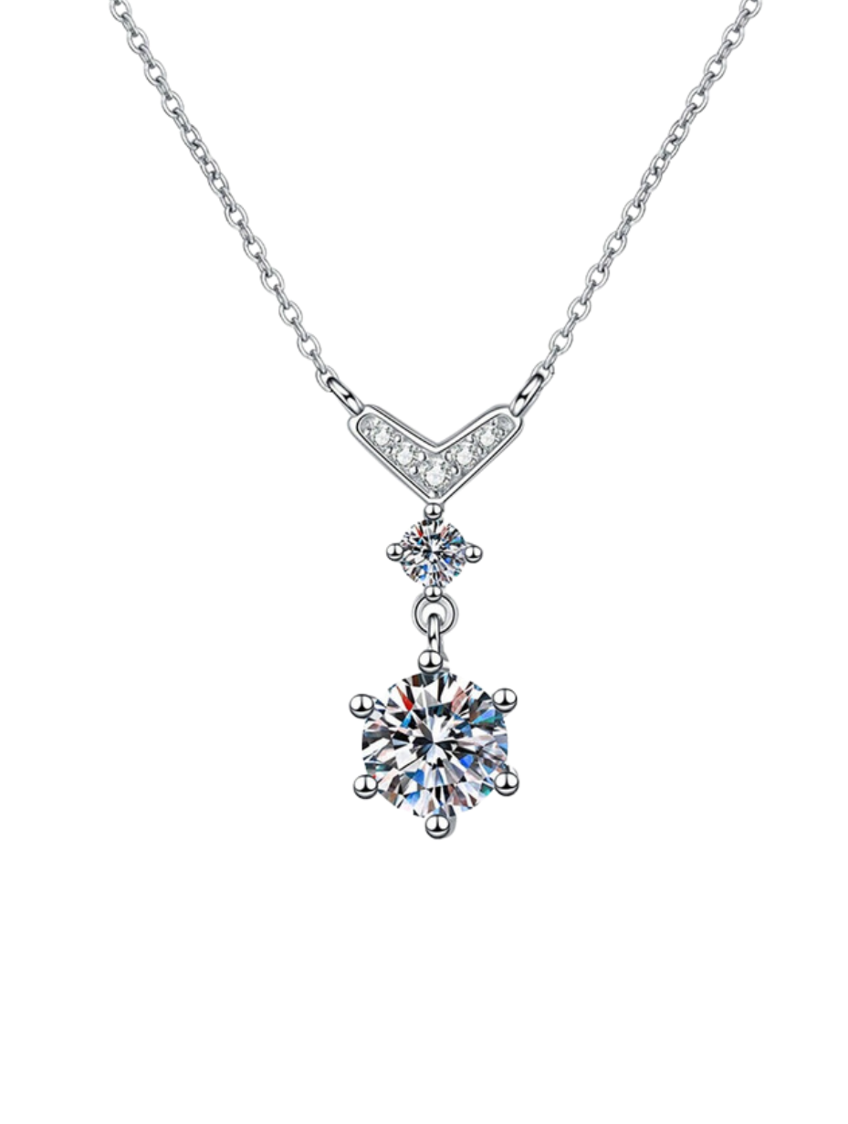 Moissanite Silver Necklace | Elegant Gift