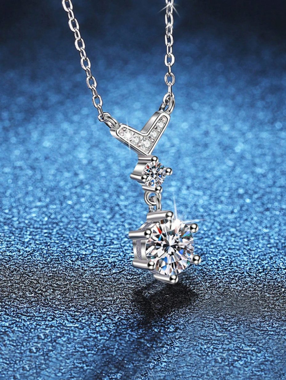 Moissanite Silver Necklace | Elegant Gift