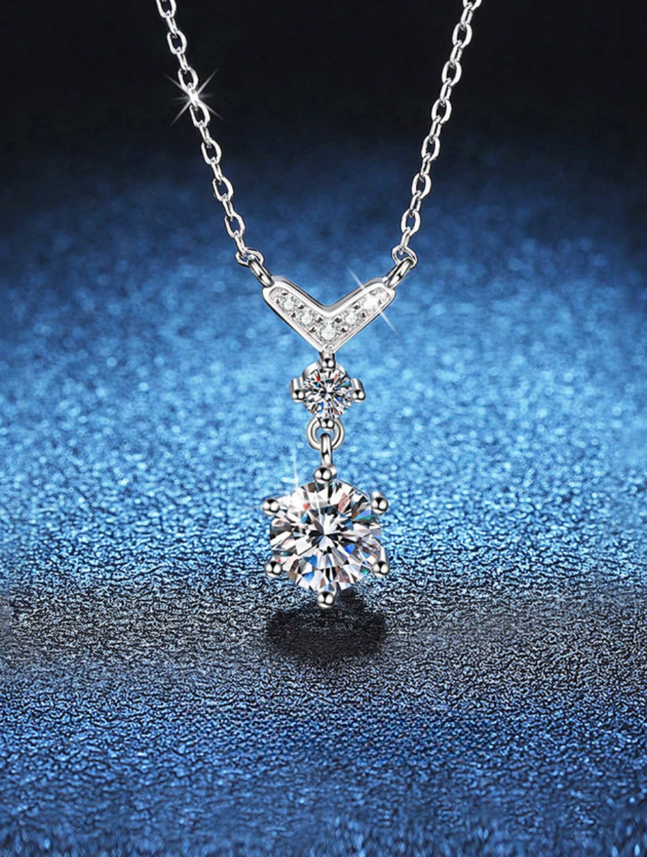 Moissanite Silver Necklace | Elegant Gift