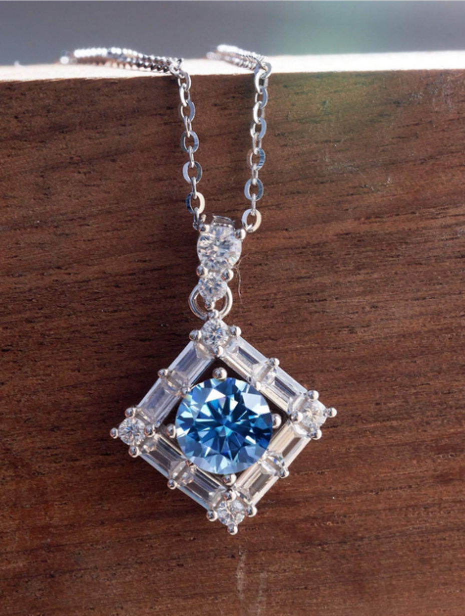 Elegant Moissanite Pendant Necklace | Geometric Design