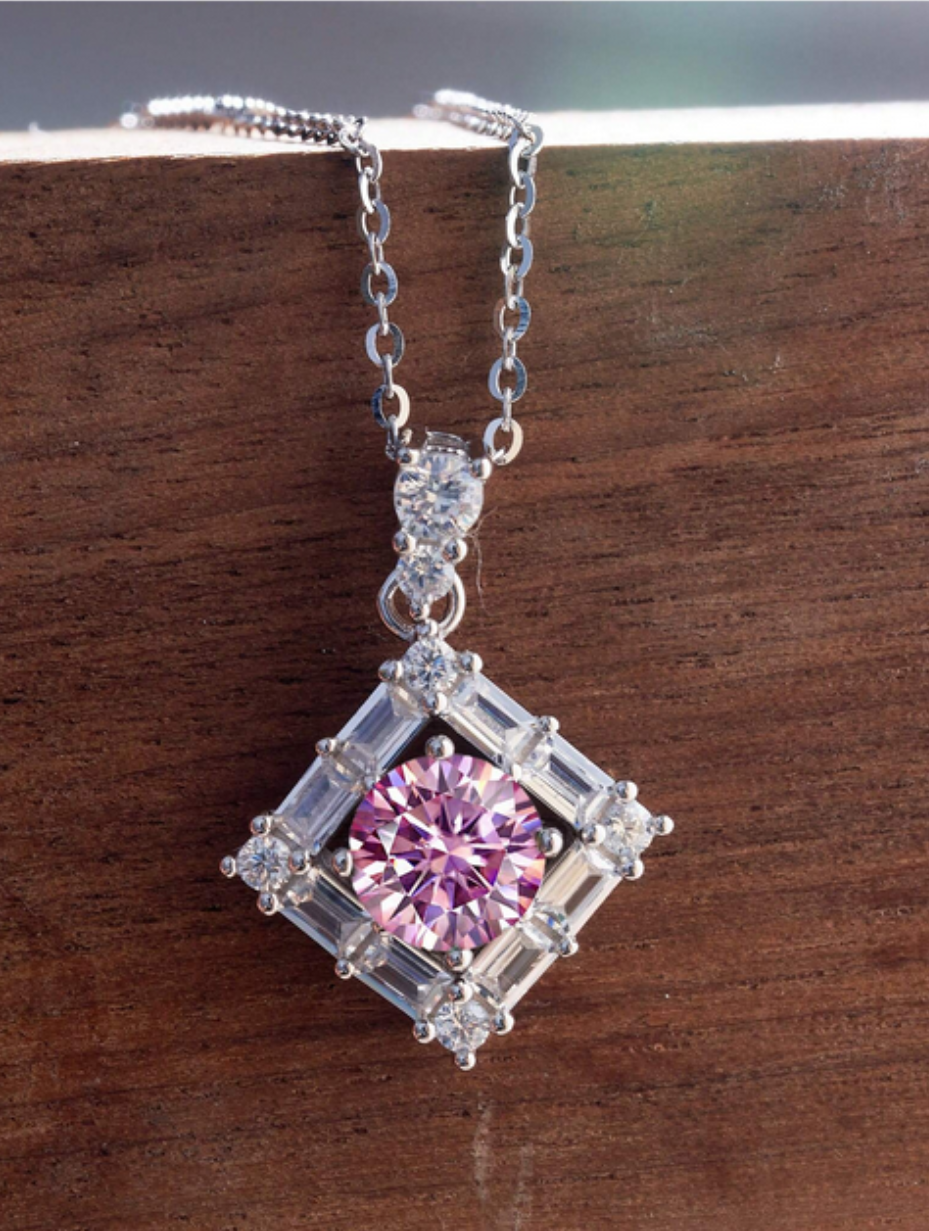 Elegant Moissanite Pendant Necklace | Geometric Design