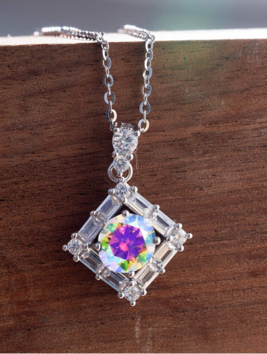 Elegant Moissanite Pendant Necklace | Geometric Design