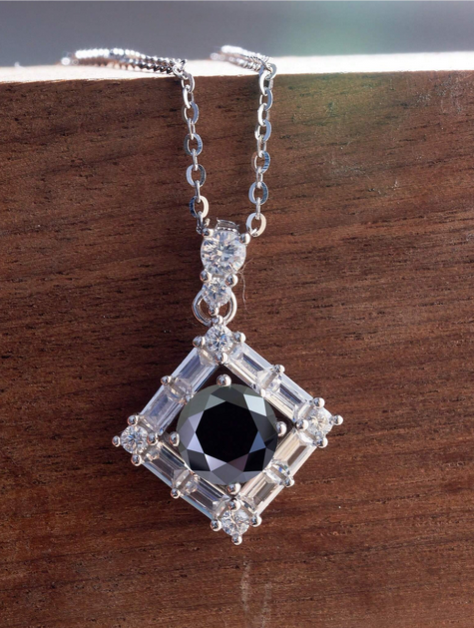 Elegant Moissanite Pendant Necklace | Geometric Design