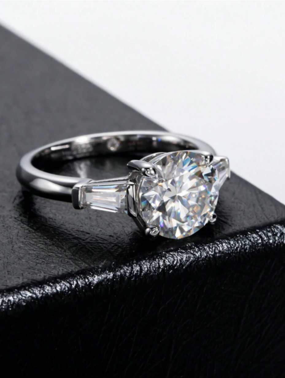 Moissanit Forlovelses Ring | Sterlingsølv med 3 Sten