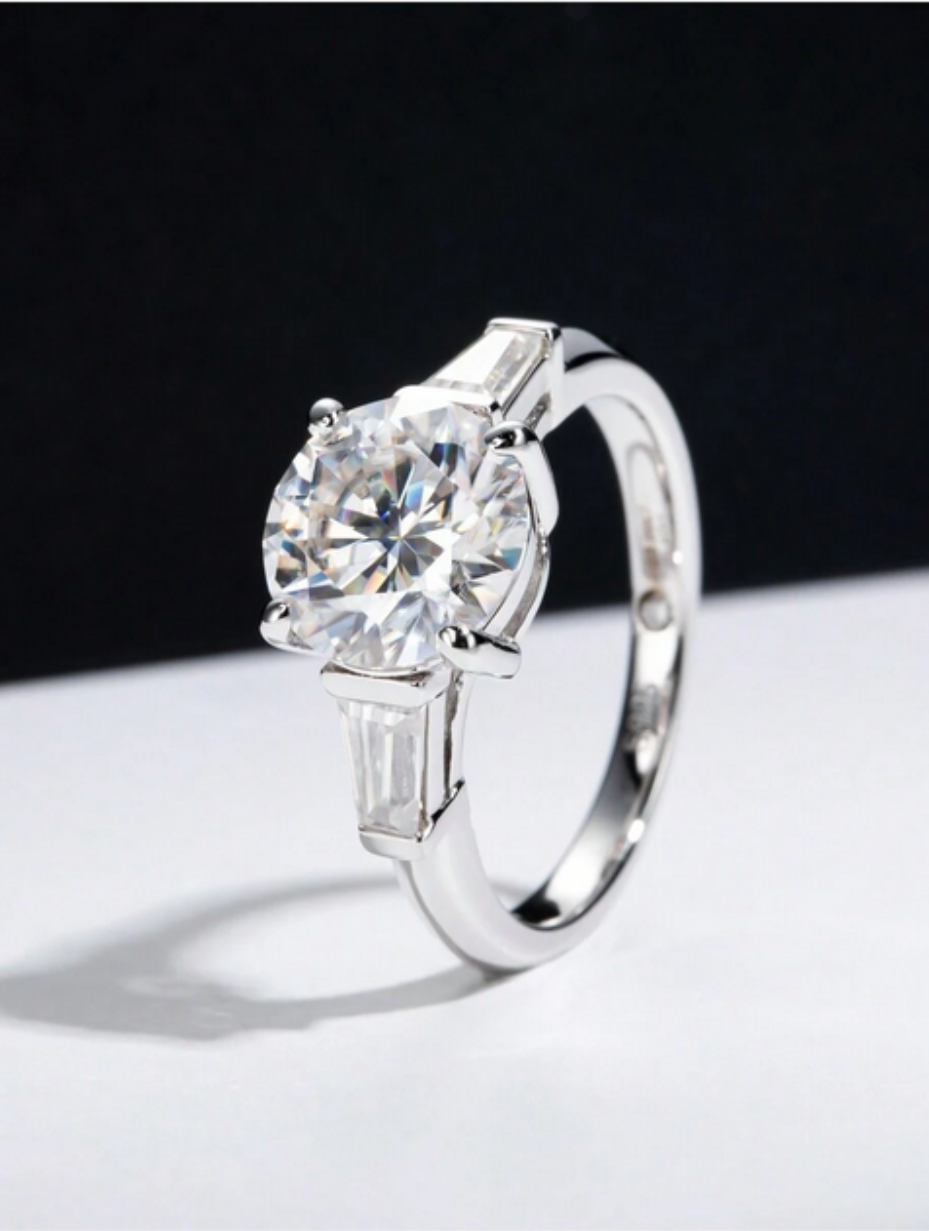 Moissanit Forlovelses Ring | Sterlingsølv med 3 Sten
