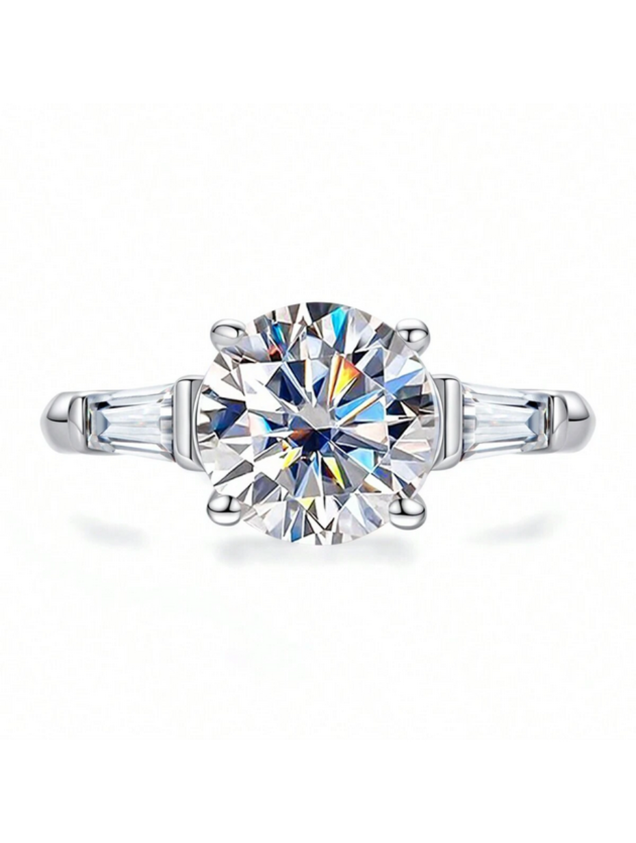 Moissanit Forlovelses Ring | Sterlingsølv med 3 Sten