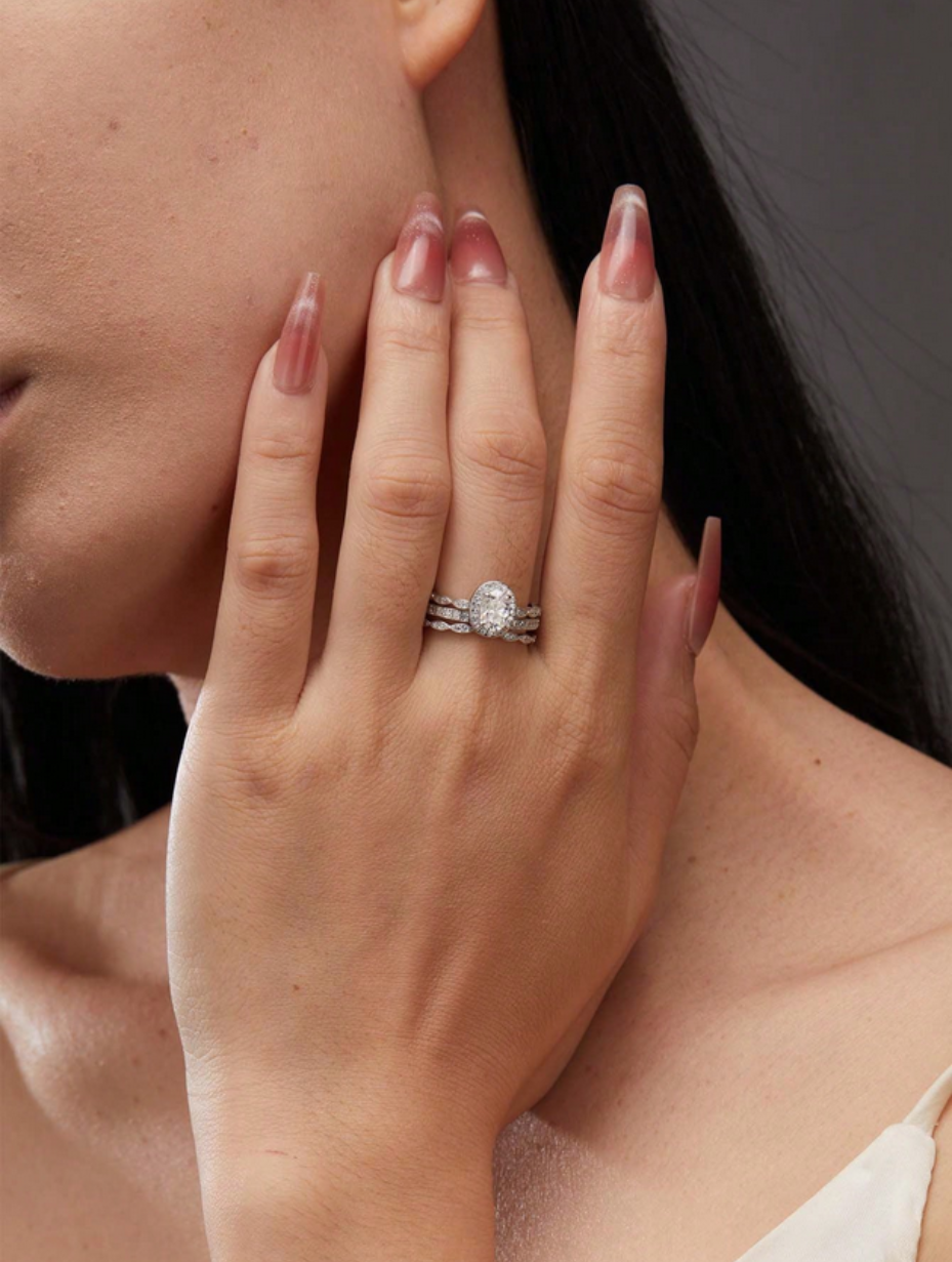 3-Piece Moissanite Stacking Rings | 925 Sterling Silver