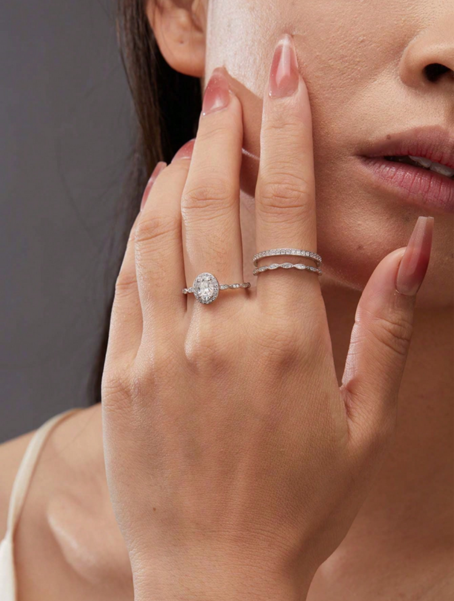 3-Piece Moissanite Stacking Rings | 925 Sterling Silver