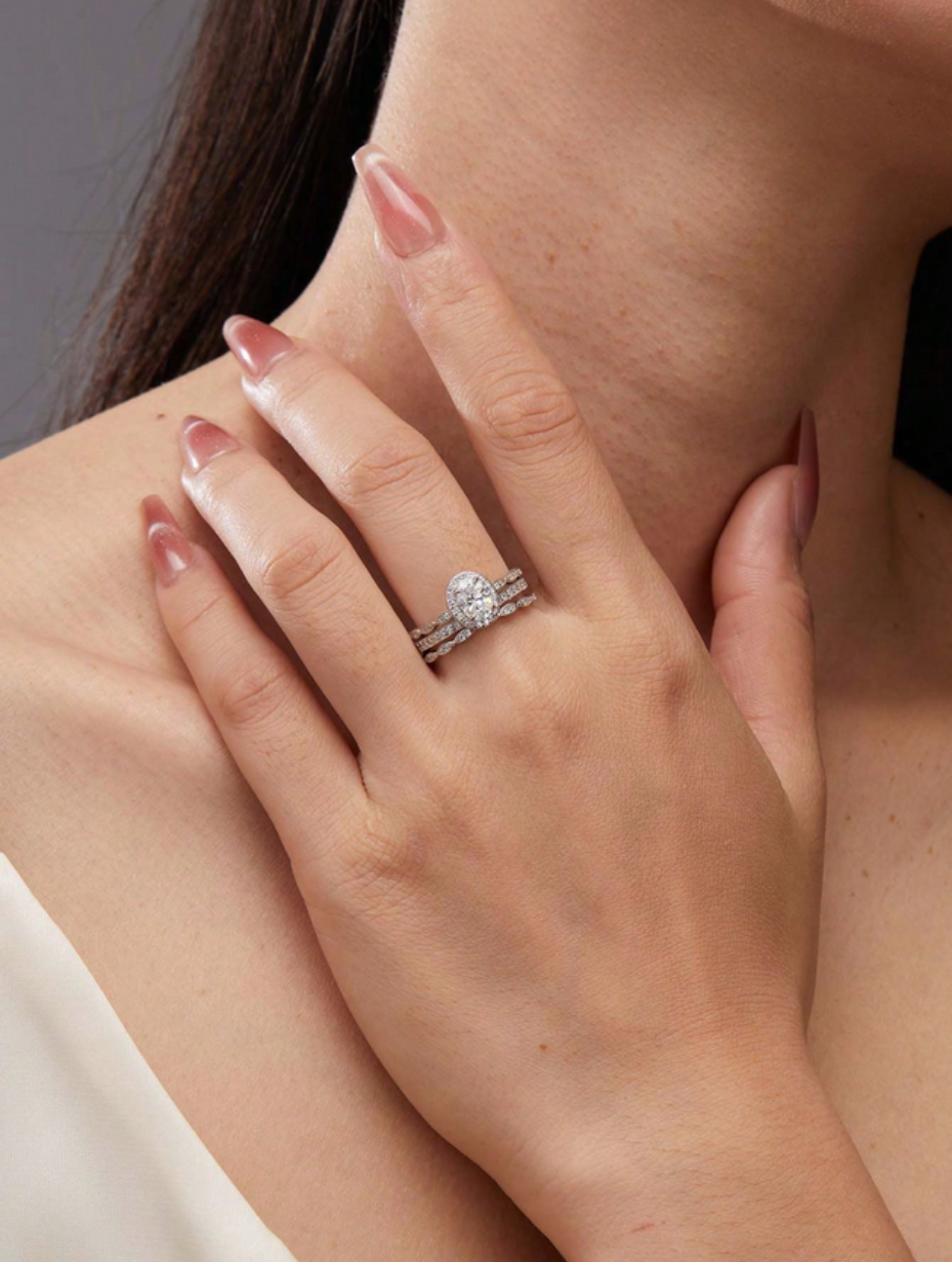 3-Piece Moissanite Stacking Rings | 925 Sterling Silver