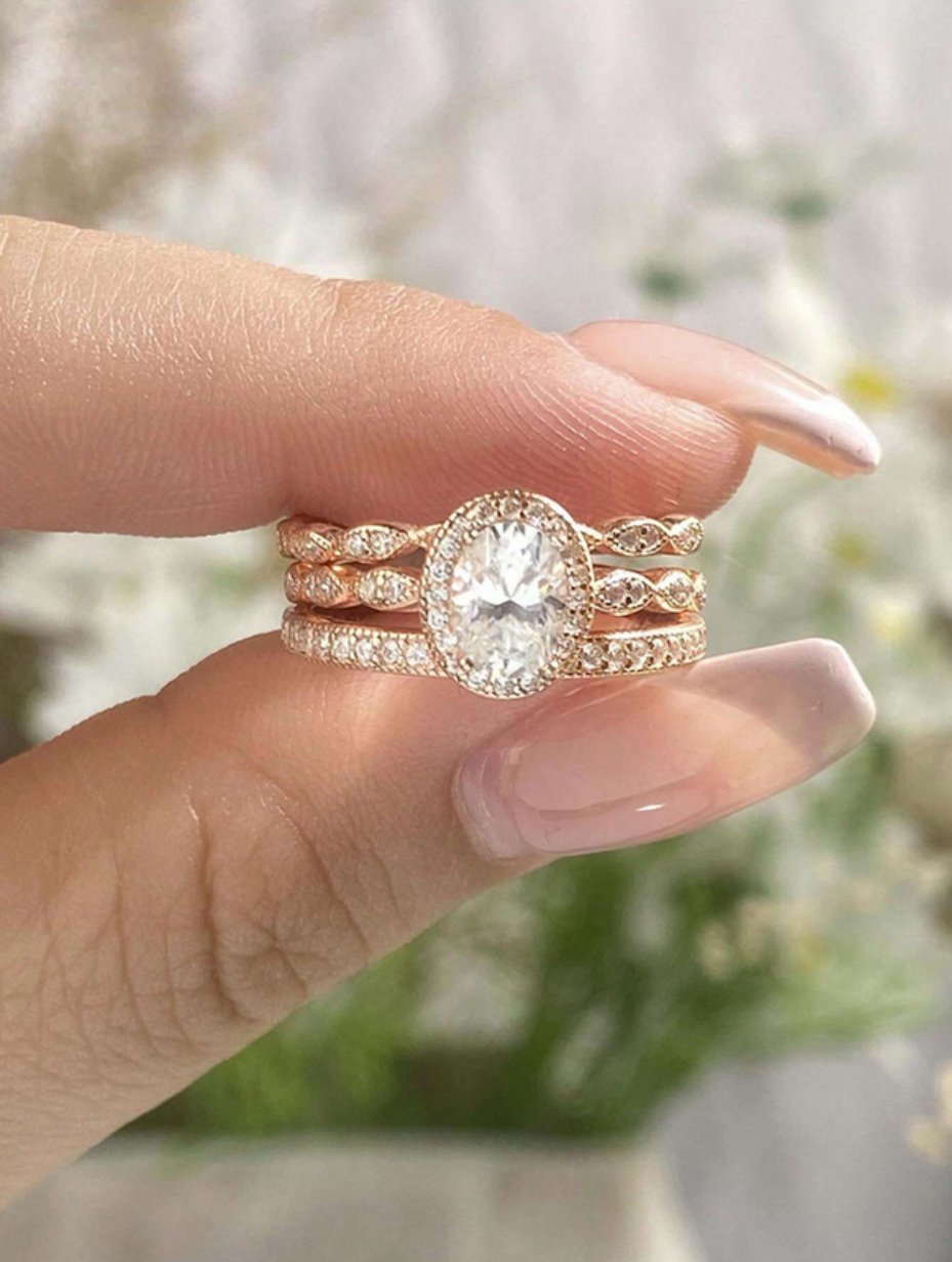 3-Piece Moissanite Stacking Rings | 925 Sterling Silver