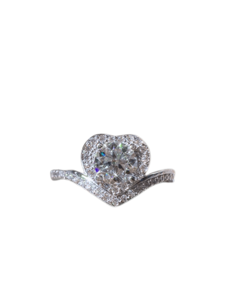 Moissanit Hul Hjerte Ring | 925 Sterling Sølv