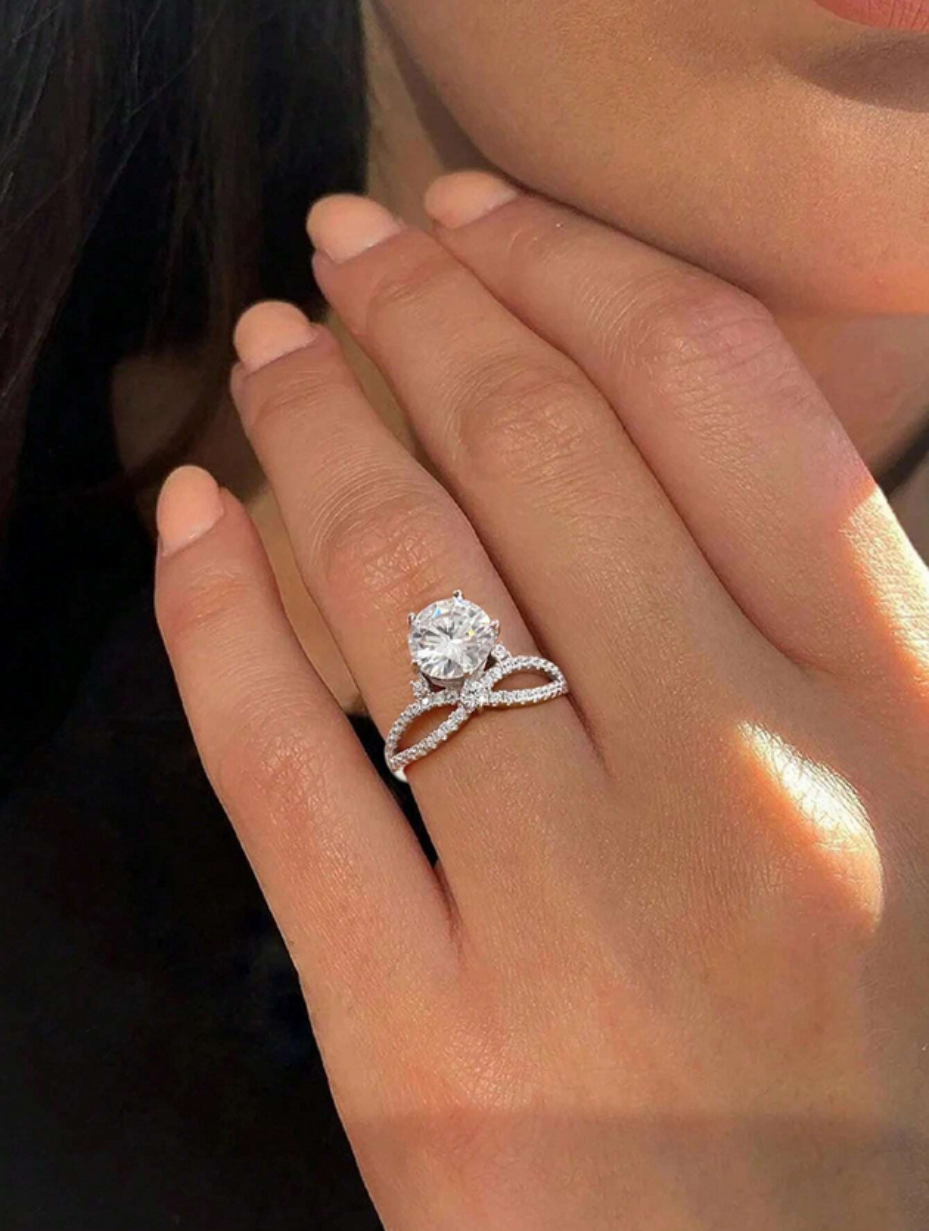 Moissanit Crossover Ring | 925 Sterling Sølv