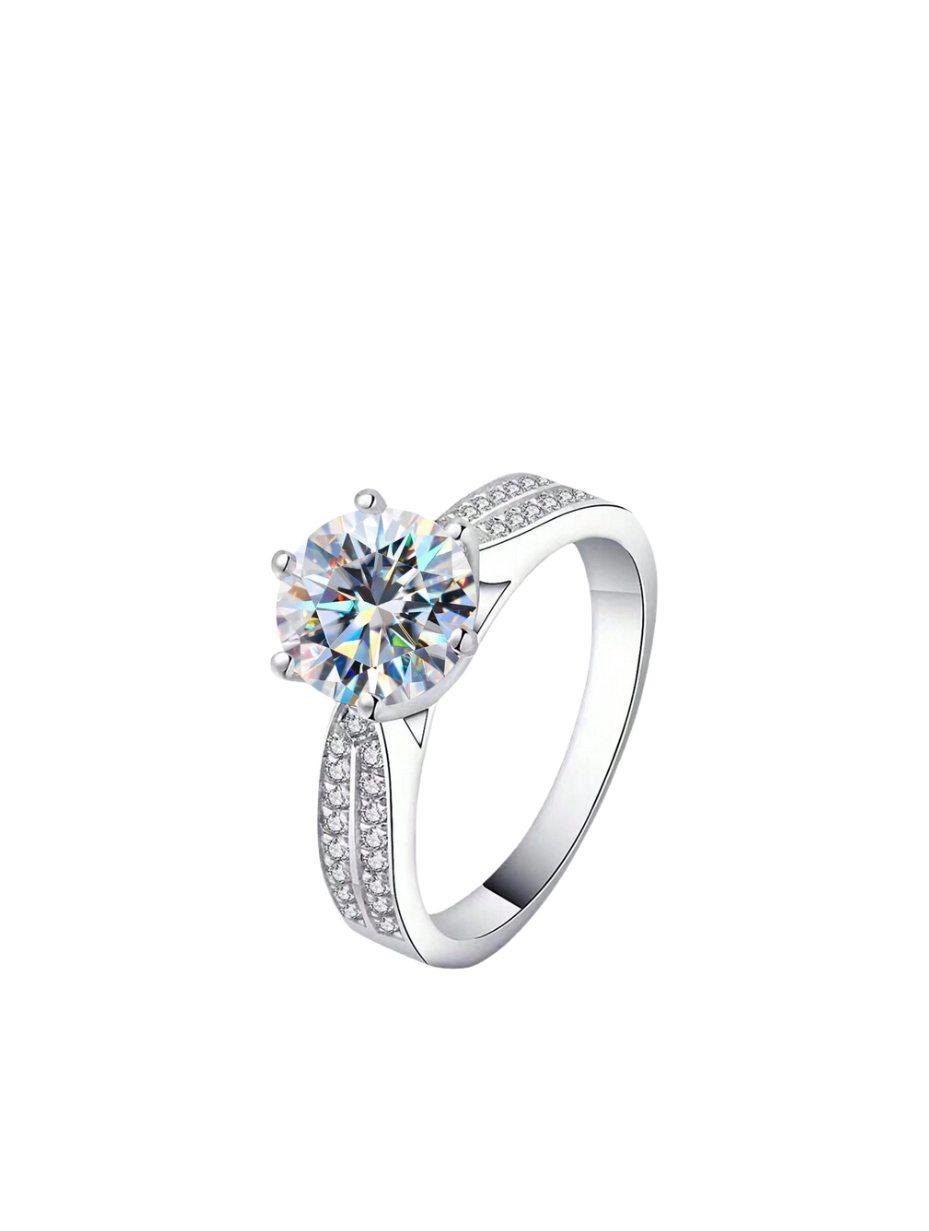 Moissanit 6-klo Ring | 925 Sterlingsølv
