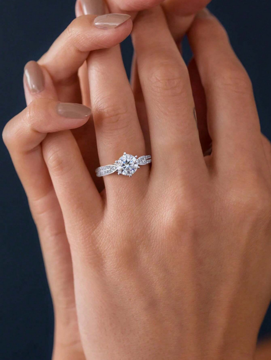 Moissanit 6-klo Ring | 925 Sterlingsølv