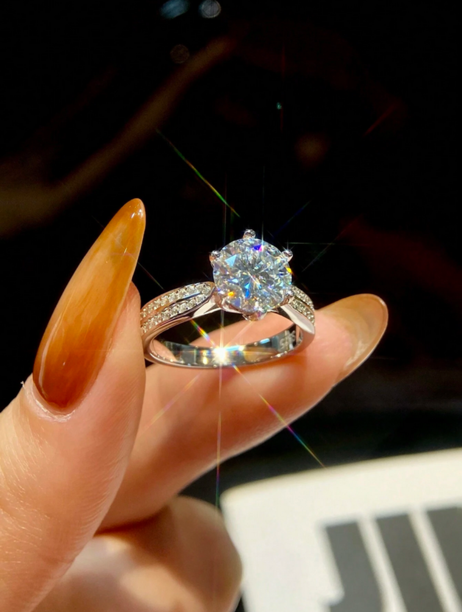 Moissanit 6-klo Ring | 925 Sterlingsølv