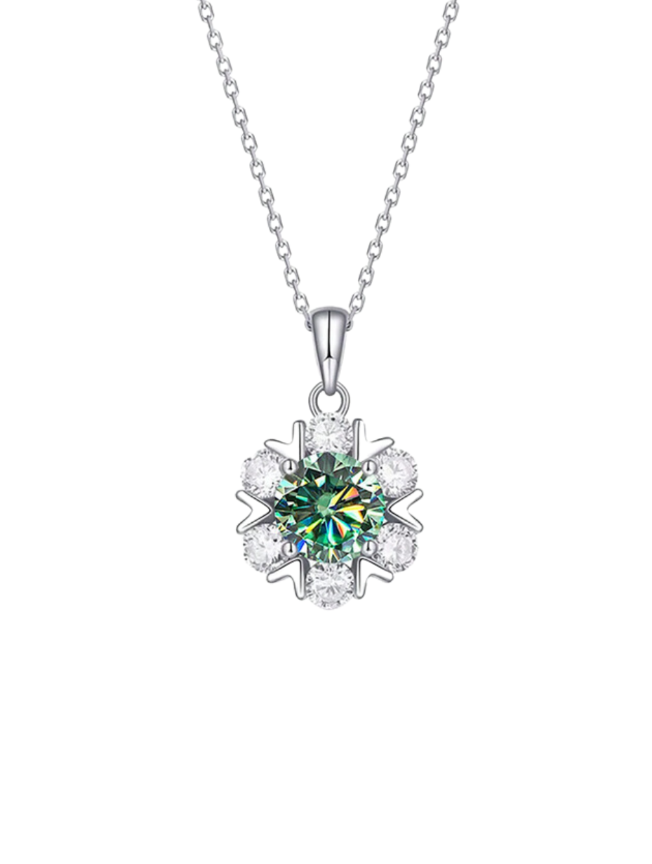 Moissanite Snefnug Grøn Sten Halskæde | Elegant og Tidløs Smykkegave