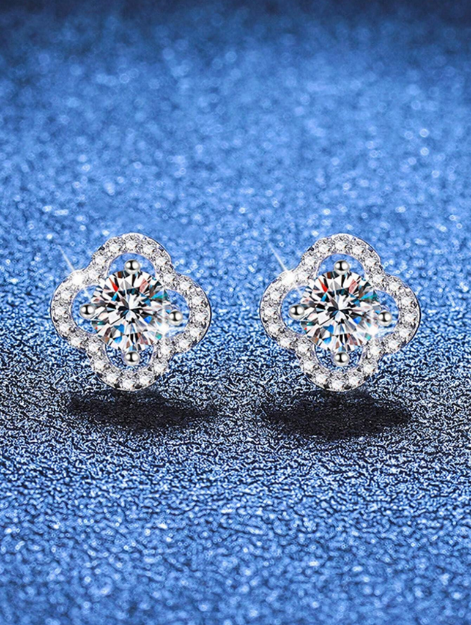 Firkløver Moissanit Øreringe | S925 Sterling Sølv