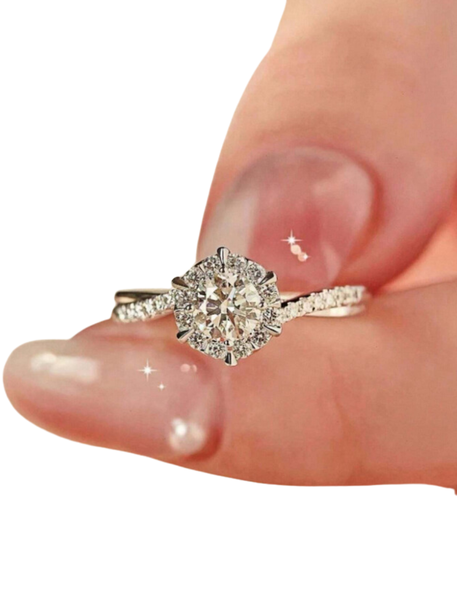 Sunflower Halo Moissanite Ring | S925 Sterling Silver