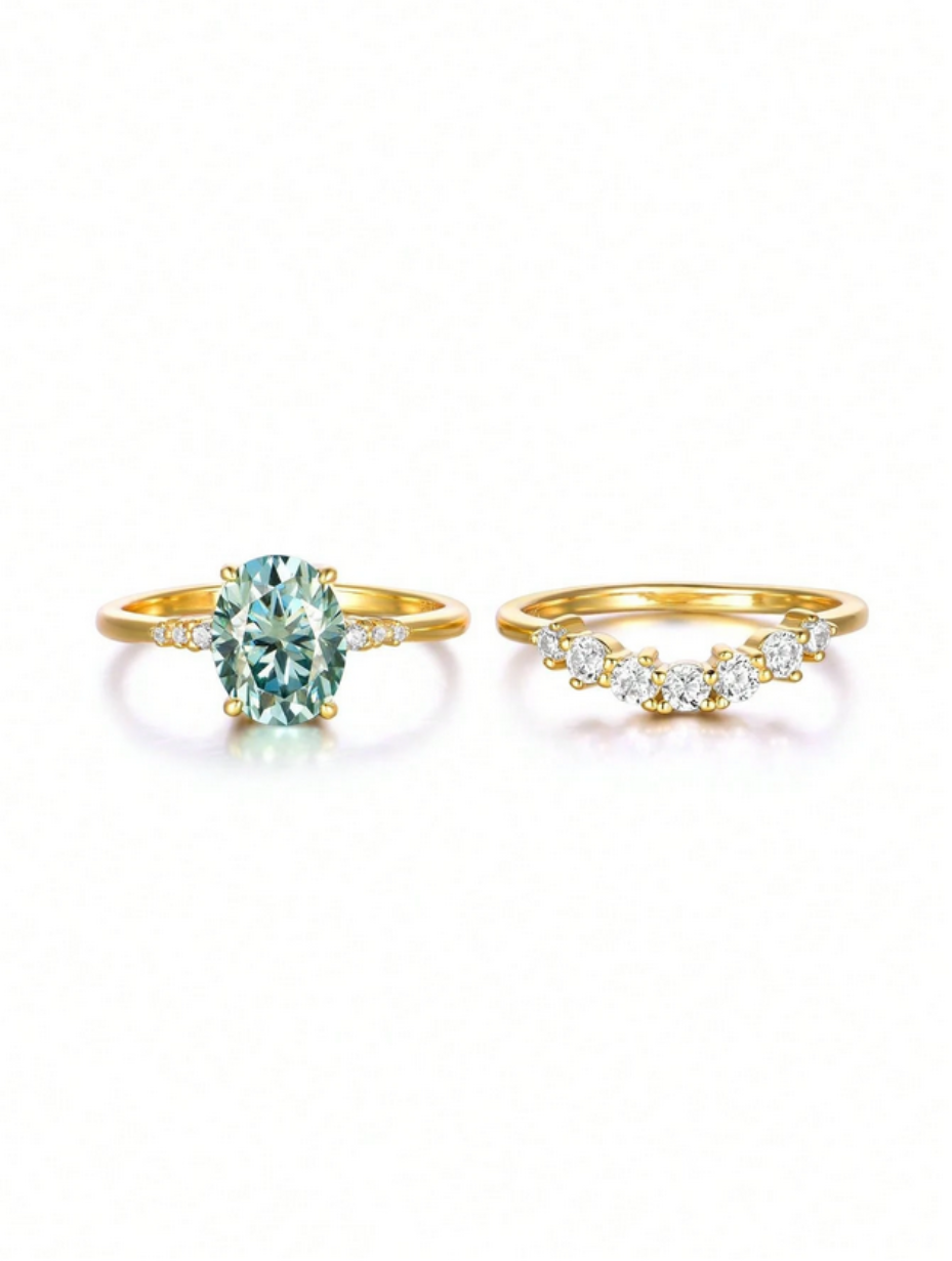 Elegant Moissanite Ring Set | S925 Sterling Silver