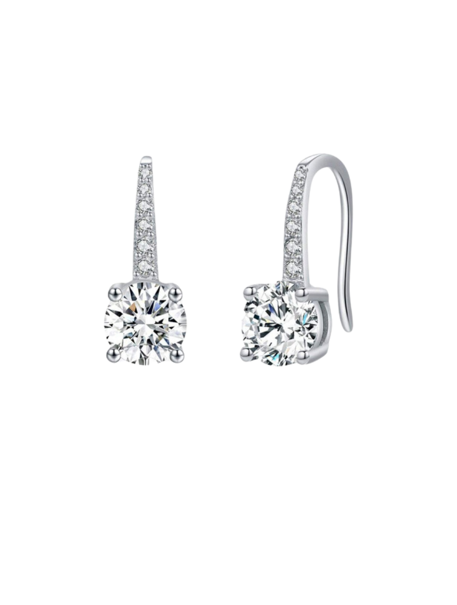 Sterling Silver Moissanite Drop Earrings | Classic Luxury