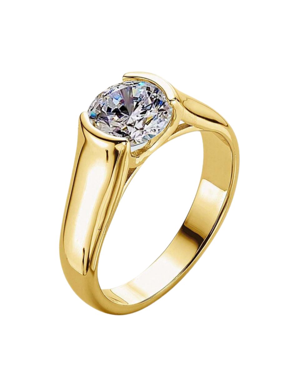 Moissanit Forlovelses Ring | 925 Sterlingsølv, Design med Enkelt Hoved
