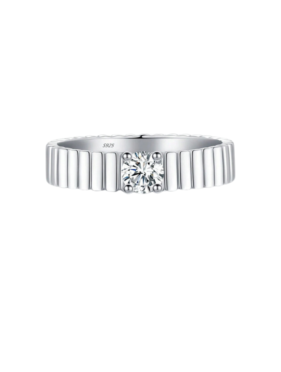Moissanite Wide Band Ring | S925 Sterling Silver