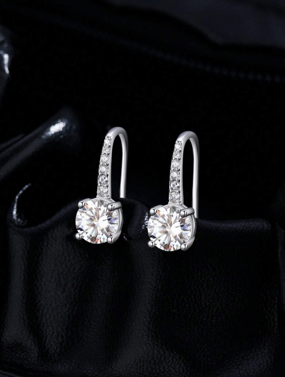 Sterling Silver Moissanite Drop Earrings | Classic Luxury