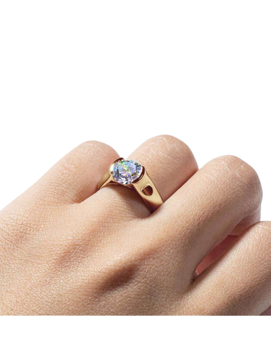 Moissanit Forlovelses Ring | 925 Sterlingsølv, Design med Enkelt Hoved