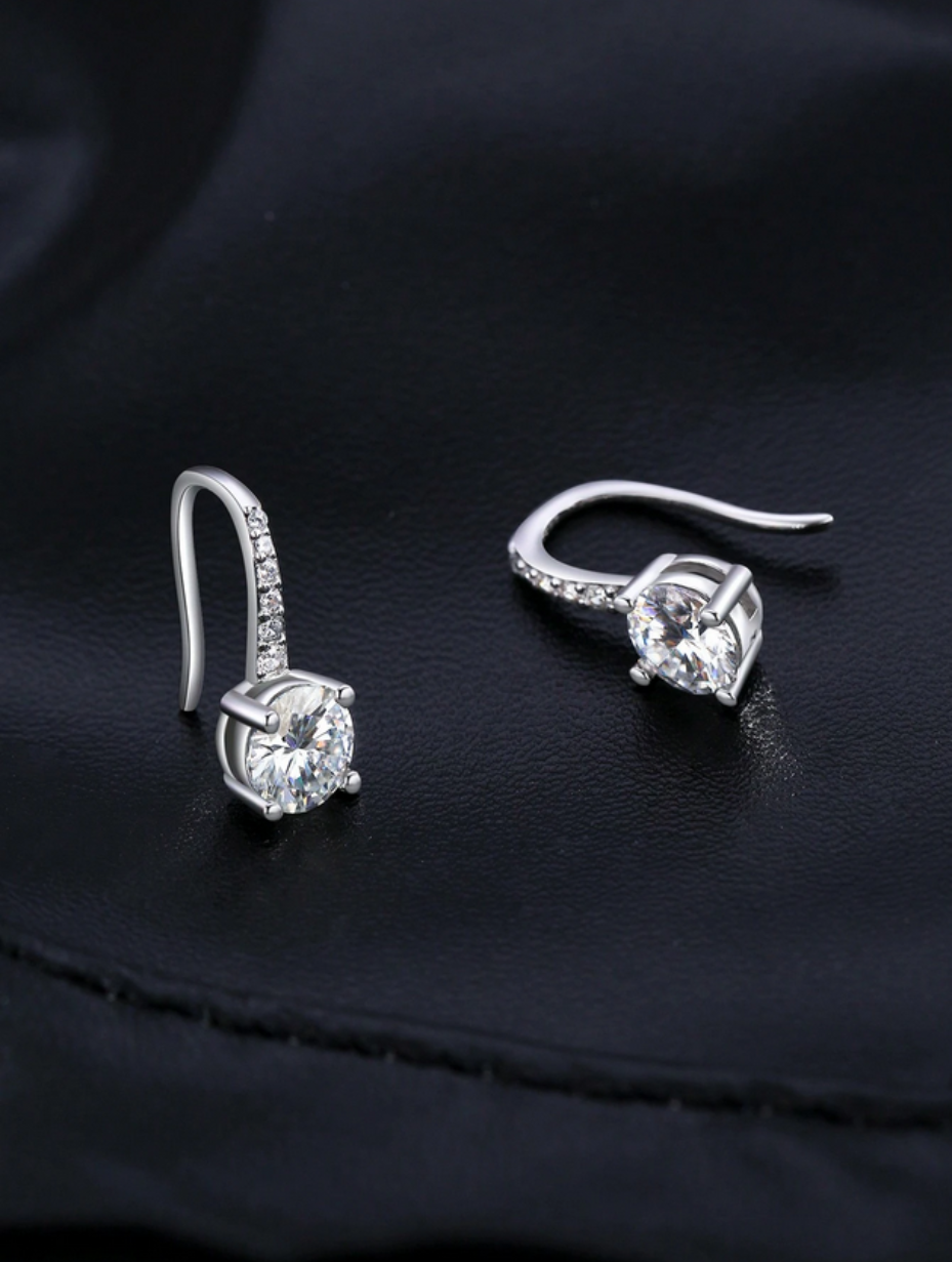 Sterling Silver Moissanite Drop Earrings | Classic Luxury