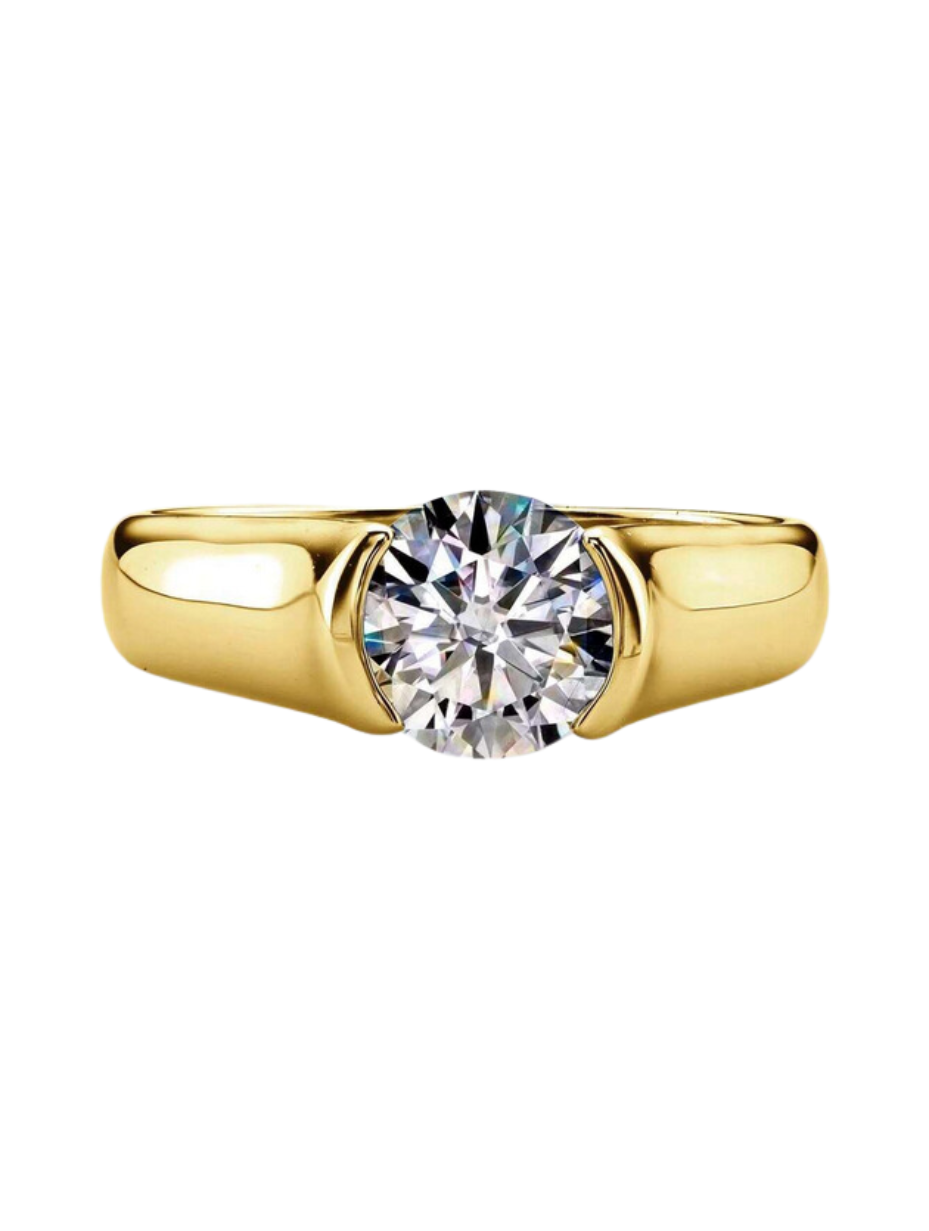 Moissanit Forlovelses Ring | 925 Sterlingsølv, Design med Enkelt Hoved