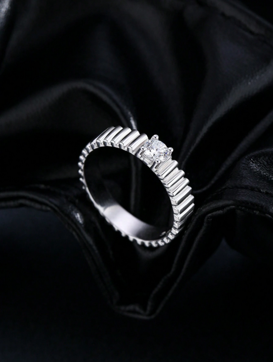 Moissanite Wide Band Ring | S925 Sterling Silver