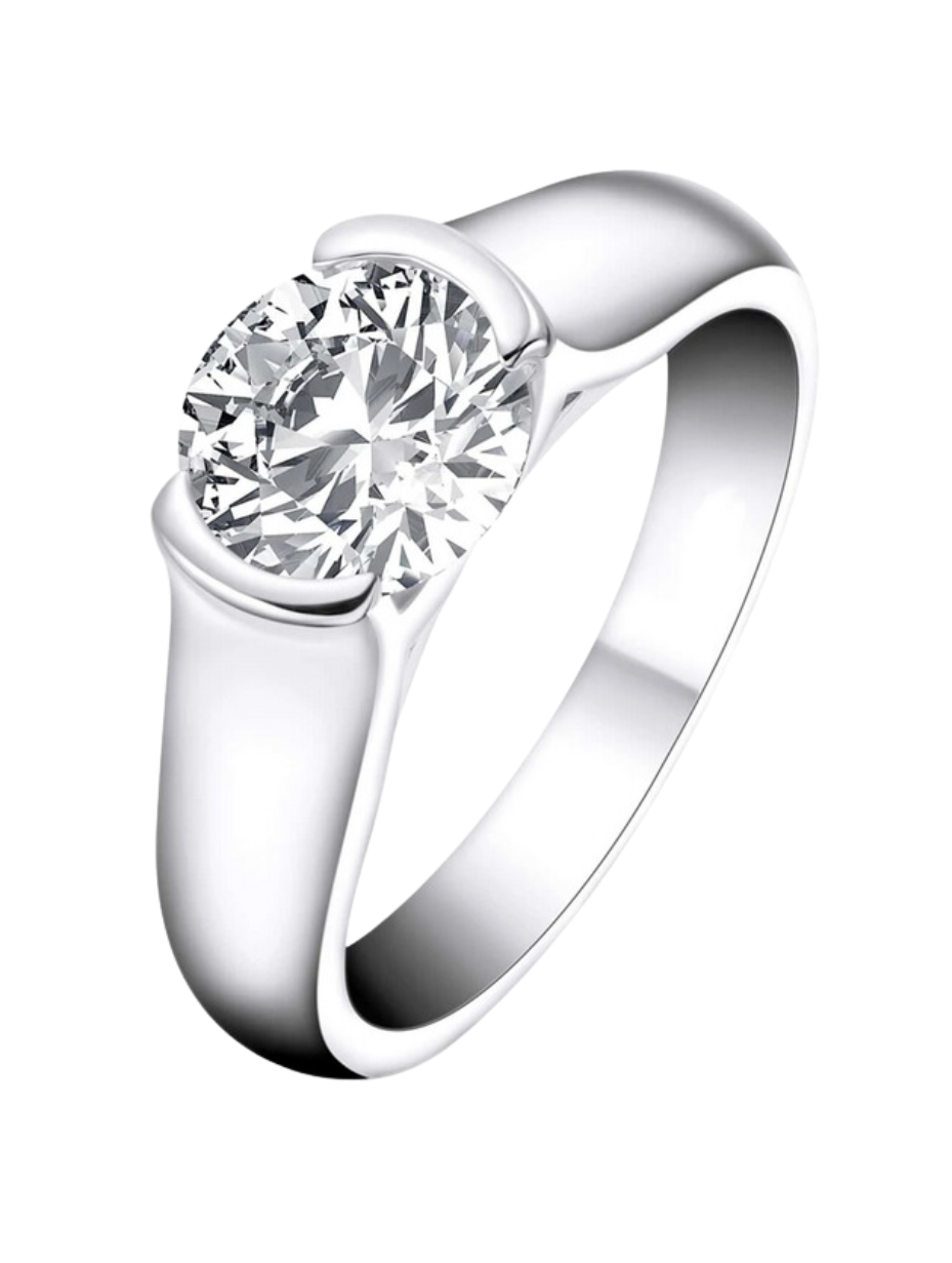 Moissanit Forlovelses Ring | 925 Sterlingsølv, Design med Enkelt Hoved
