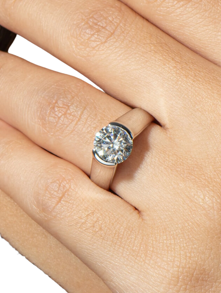 Moissanit Forlovelses Ring | 925 Sterlingsølv, Design med Enkelt Hoved