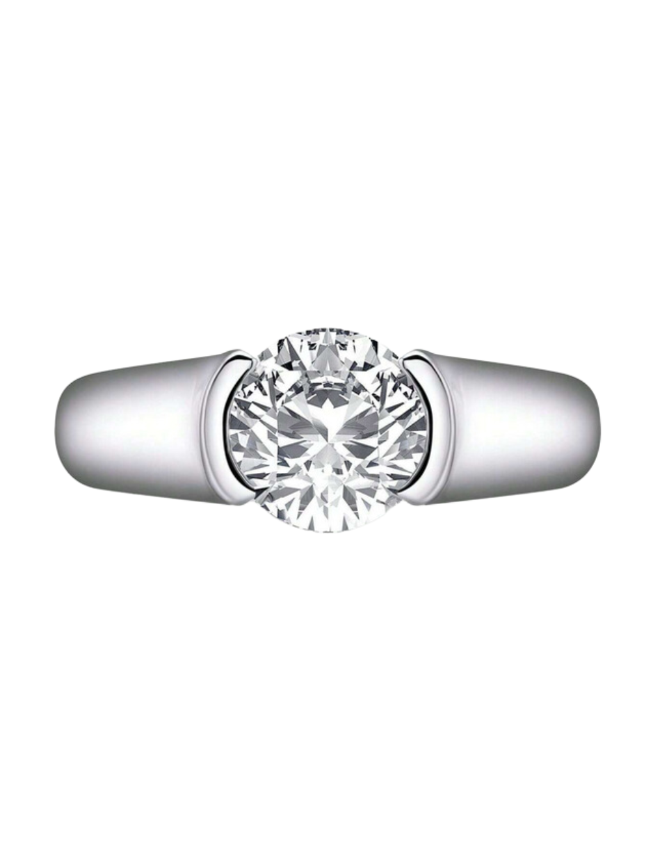 Moissanit Forlovelses Ring | 925 Sterlingsølv, Design med Enkelt Hoved