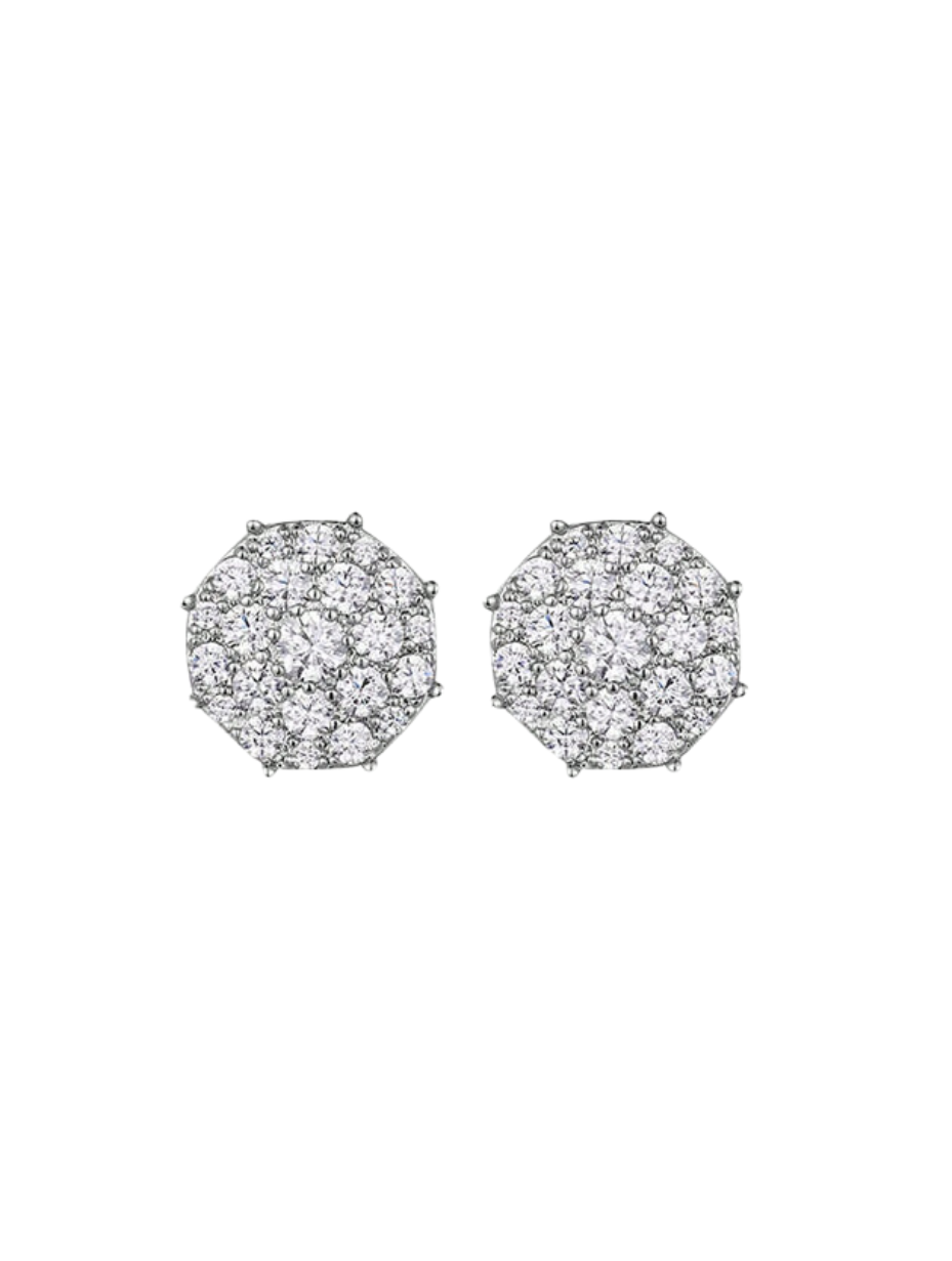 Silver Polygonal Moissanite Earrings | Versatile Design