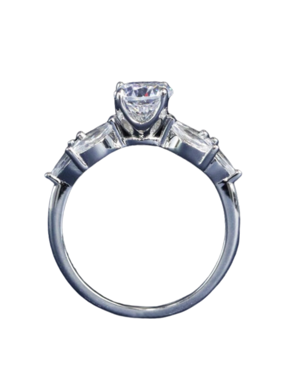 Moissanit Olivenblad Ring | 925 Sterling Sølv, Elegant Design