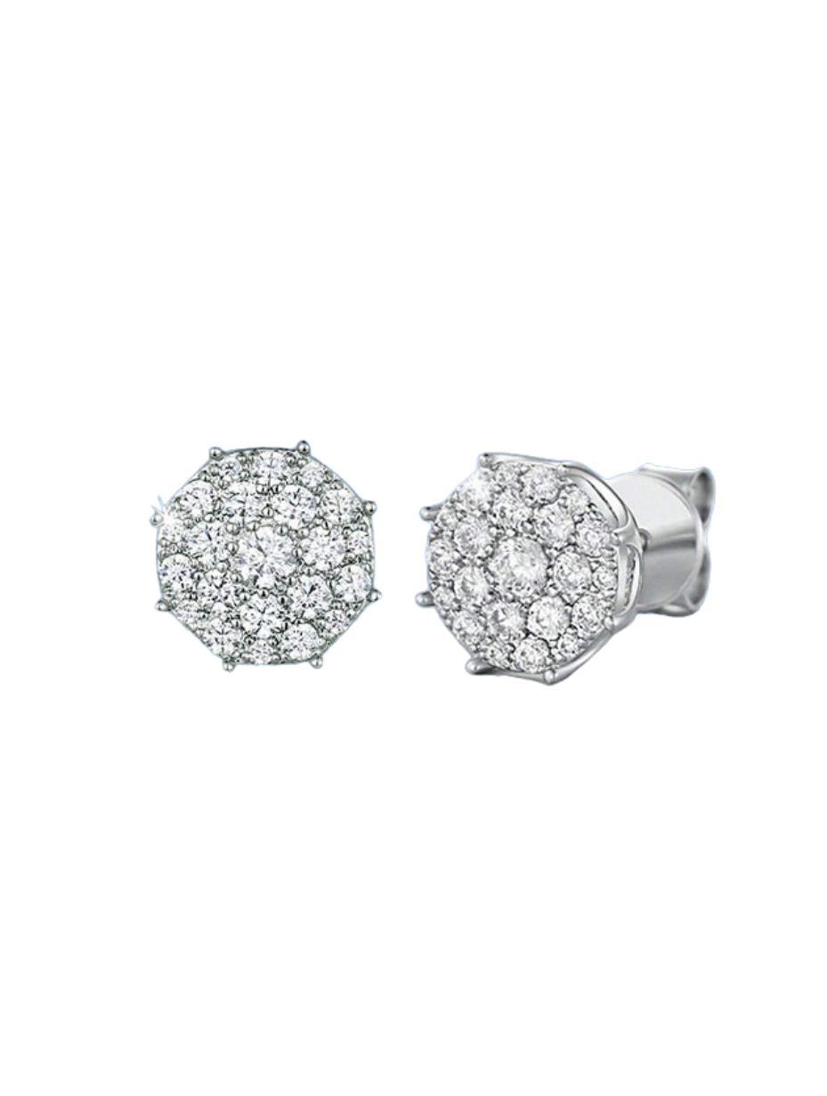 Silver Polygonal Moissanite Earrings | Versatile Design