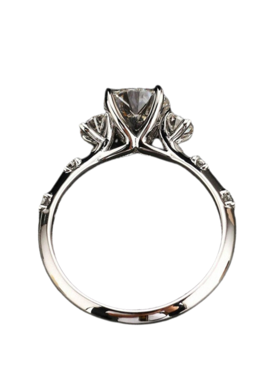 Moissanit Forlovelses Ring | 925 Sterlingsølv, Klassisk Rund Slibning