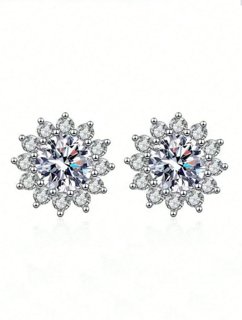 VVS Moissanite Earrings | Sterling Silver Elegance