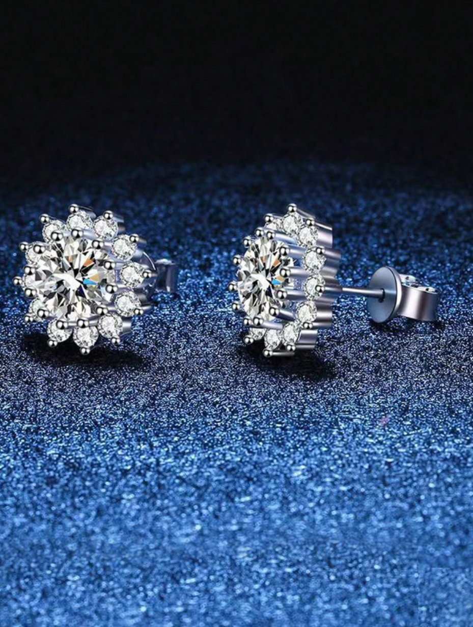 VVS Moissanite Earrings | Sterling Silver Elegance