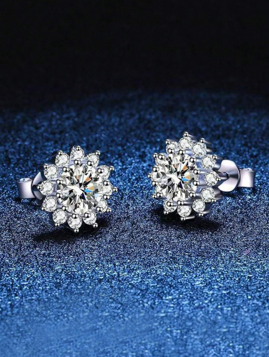 VVS Moissanite Earrings | Sterling Silver Elegance