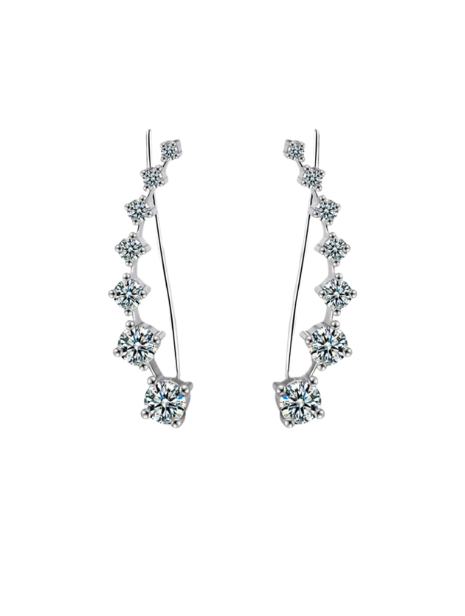 Moissanite-række Diamantøreringe | Sterling Sølv Glans