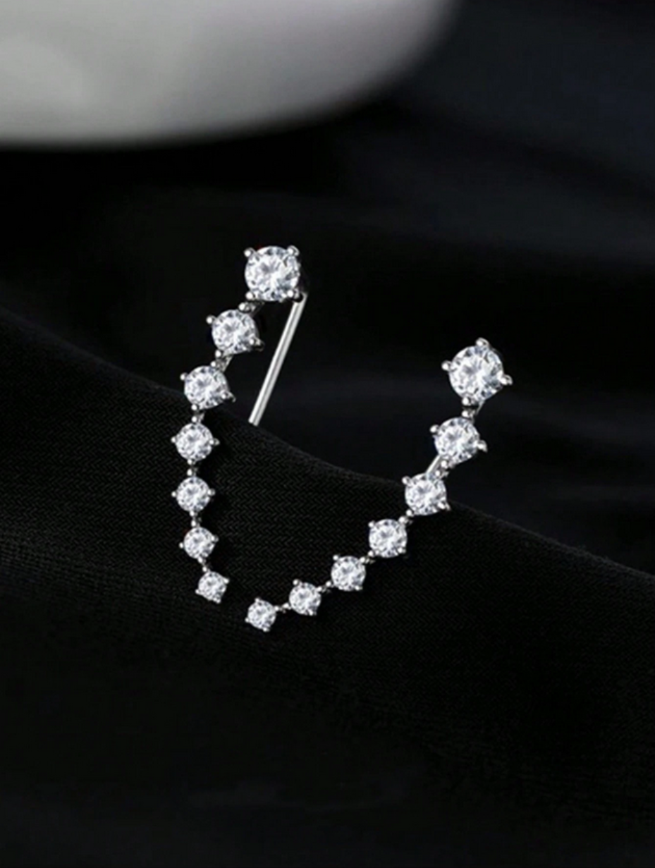 Moissanite-række Diamantøreringe | Sterling Sølv Glans
