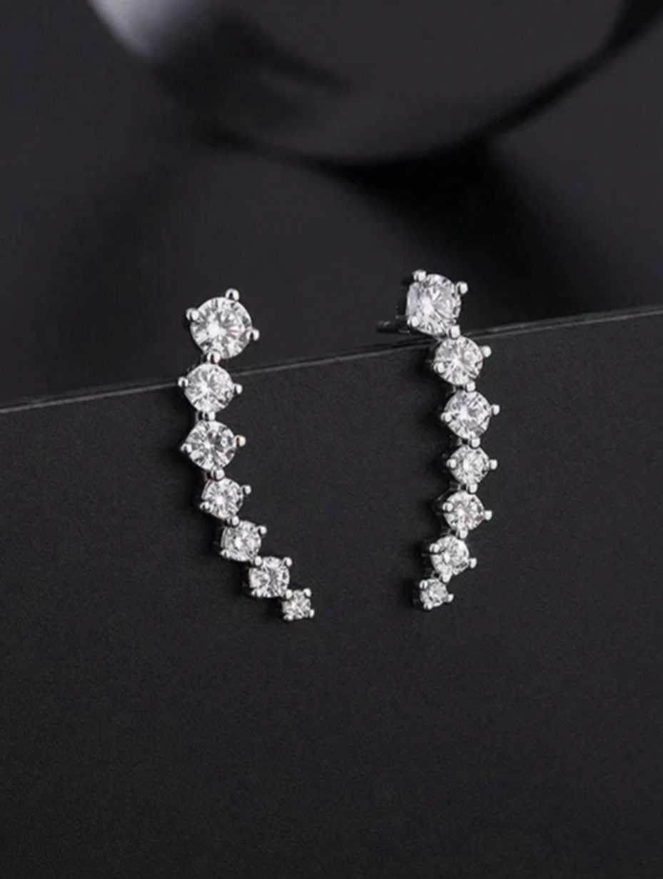 Moissanite-række Diamantøreringe | Sterling Sølv Glans