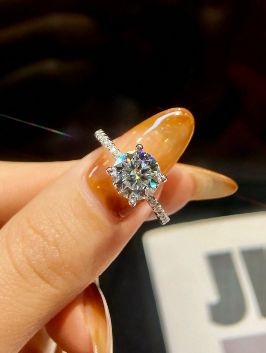 Brilliant Moissanit Ring | S925 Sterling Sølv