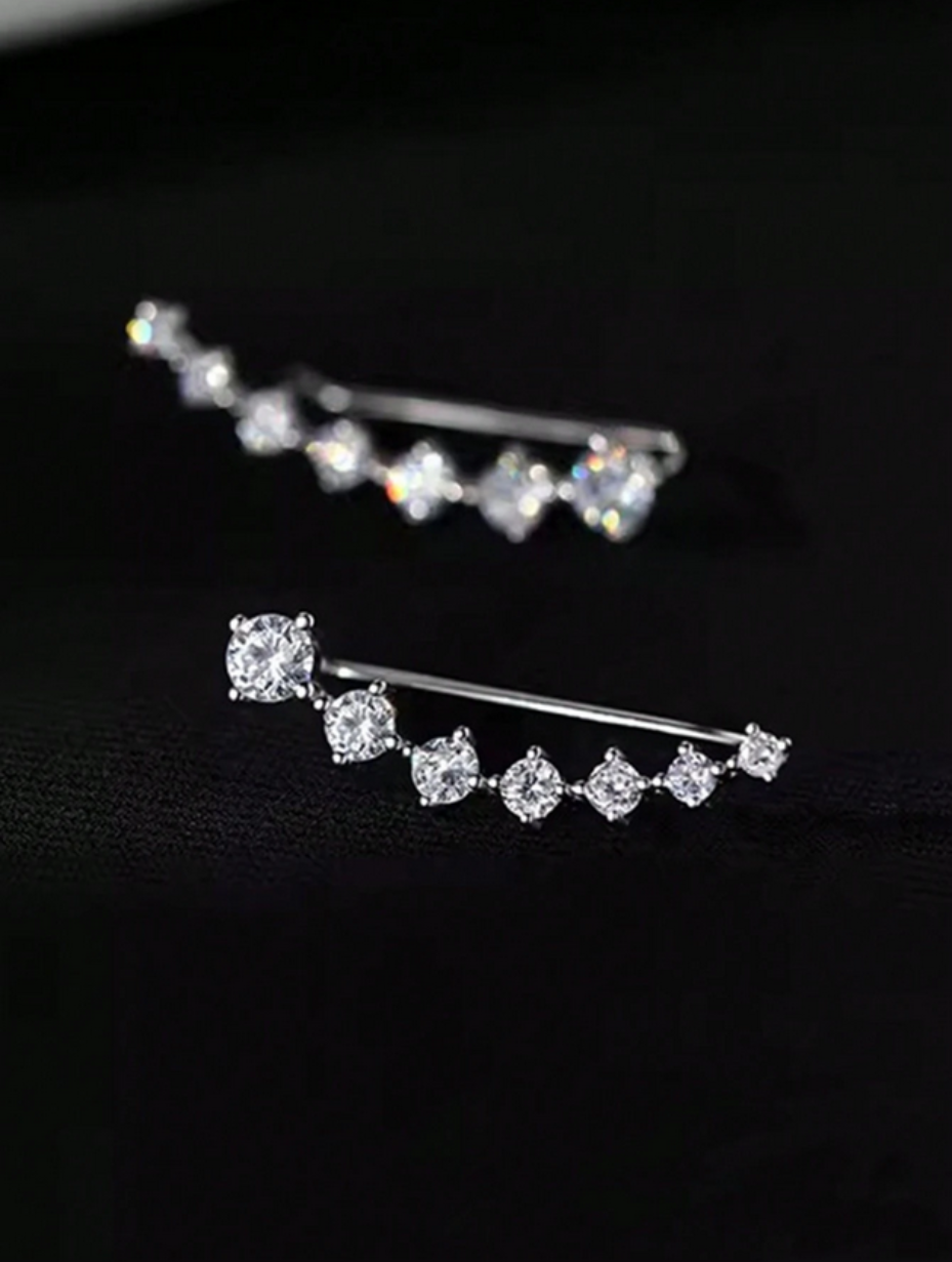 Moissanite-række Diamantøreringe | Sterling Sølv Glans