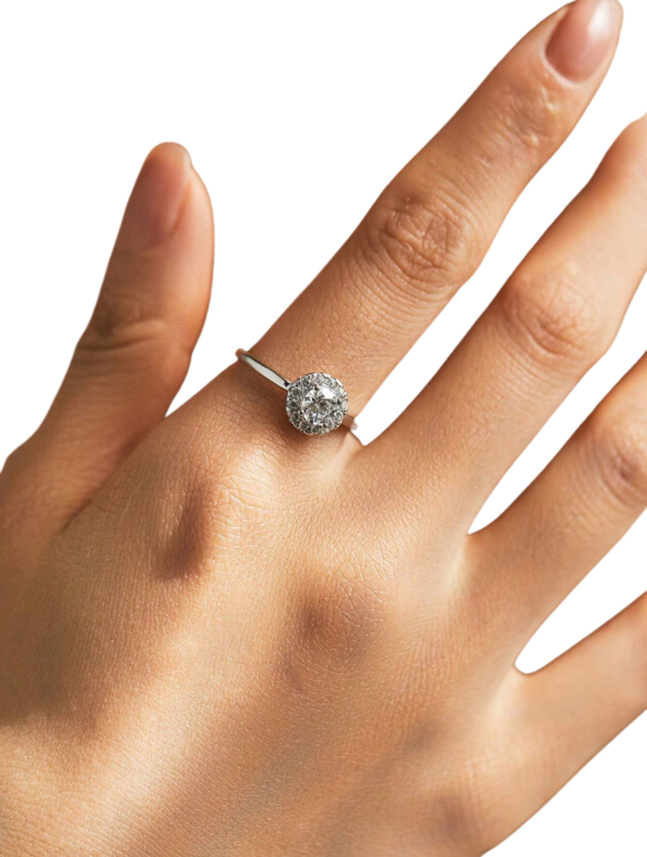 Elegant Funklende Moissanit Solsikkehalo-Ring | Gave til Kvinder i 925 Sterlingsølv