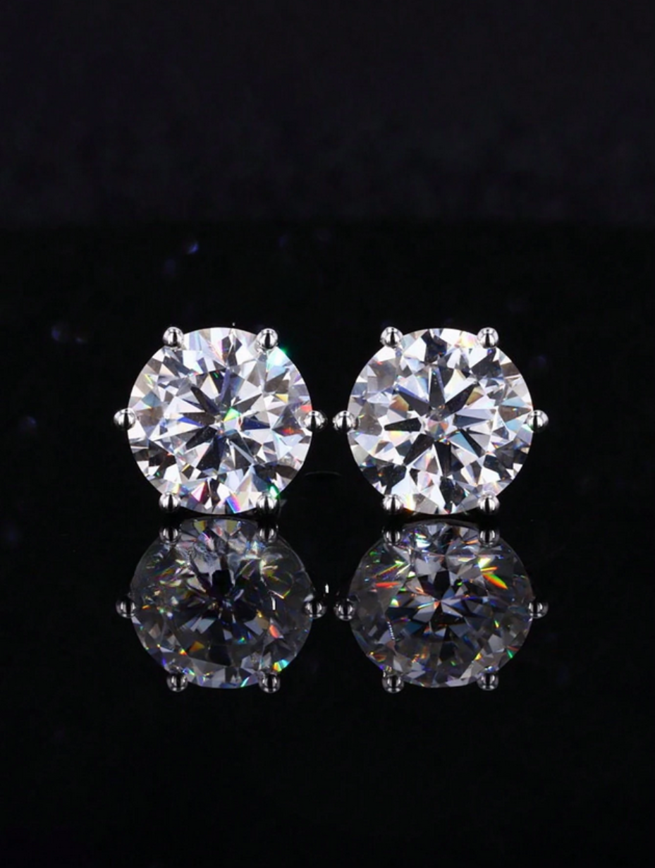 Sparkling Moissanite Stud Earrings | S925 Sterling Silver